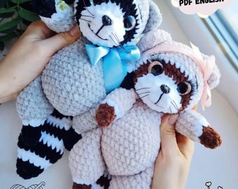 Raccoon Crochet Pattern, Easy Plush Amigurumi Toy Animal (PDF Pattern English)