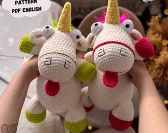 Patron de licorne au crochet : tutoriel facile sur l'amigurumi en peluche (Patron PDF en anglais)