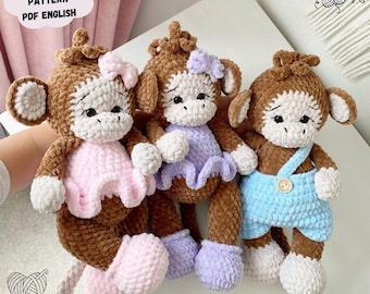 Monkey Crochet Pattern, Monkey Amigurumi Crochet Pattern, Stuffed Monkey Animal, Pattern In English