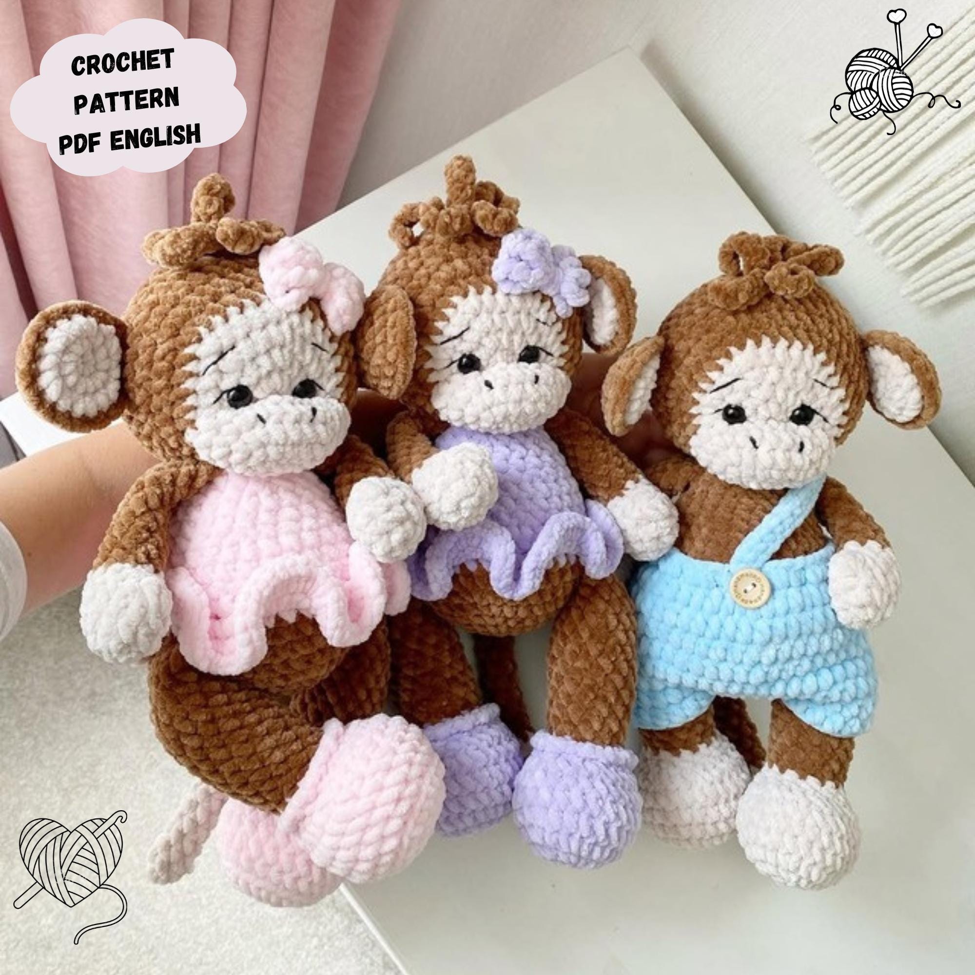 Chimpance amigurumi - Etsy México, image size:2000x2000