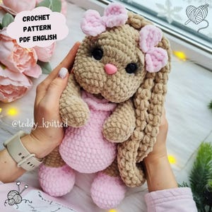 Kaninchen Häkelanleitung, Hase mit Schleifen Häkelanleitung, Kaninchen Häkelanleitung, Amigurumi Häschen, Kaninchen Amigurumi, Muster englisch