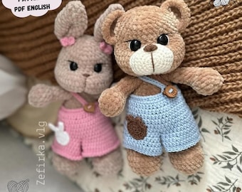 かぎ針編みうさぎクマあみぐるみパターン｜初心者向けぬいぐるみ