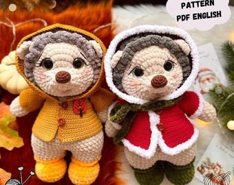 Hedgehog Crochet Pattern: Plush Amigurumi Toy with Clothes (PDF Pattern English)