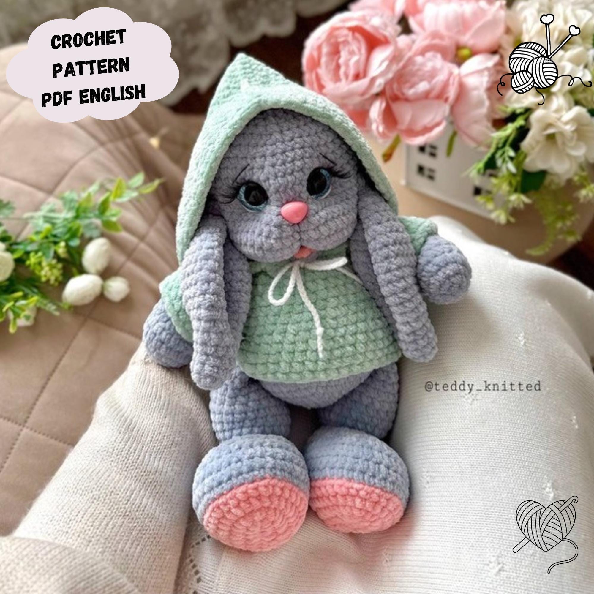 30 Hoodie Crochet Patterns: Cozy Pullovers, Animal Hoods, and Giftable Crochet Ideas 9 Bunny in a Hoodie Crochet Pattern
