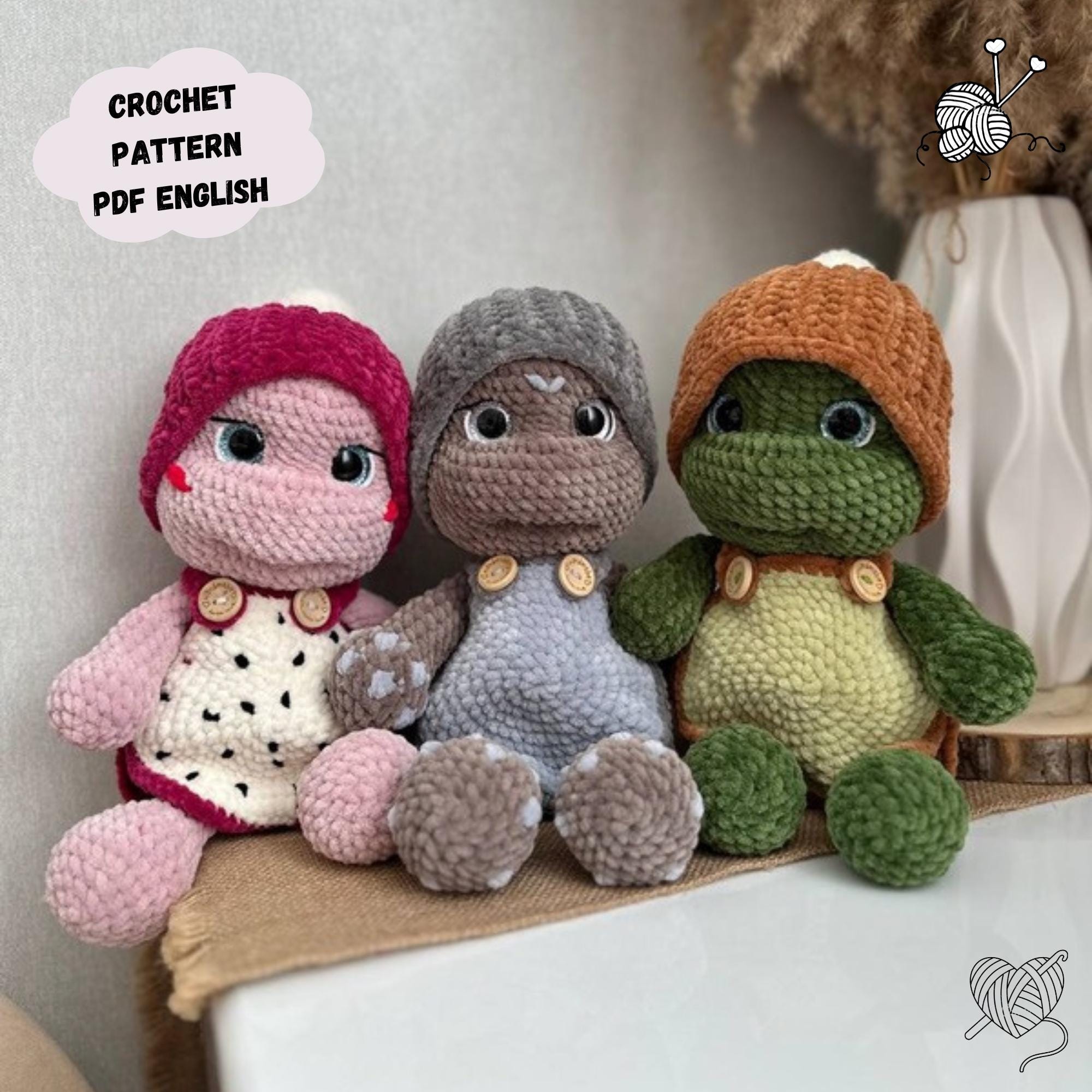 Turtle Crochet Pattern, Turtle Amigurumi Crochet Pattern, Turtle Stuffed Animal, Turtle Toy Crochet, Pattern in English