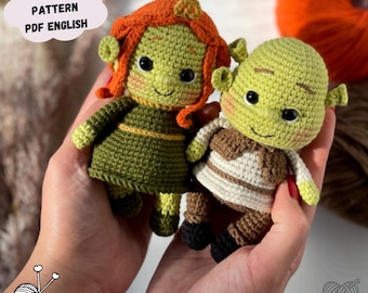 Shrek and Fiona Crochet Pattern: Amigurumi Orges Plush Toy (PDF Pattern English)