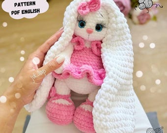 Emmy the Bunny Crochet Pattern, Plush Amigurumi Toy Animal (PDF Pattern English)