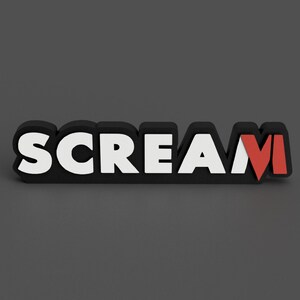 3D Printed Scream Movie Logo Desk Sign - Must-Have Horror Decor for Film Buffs & Collectors