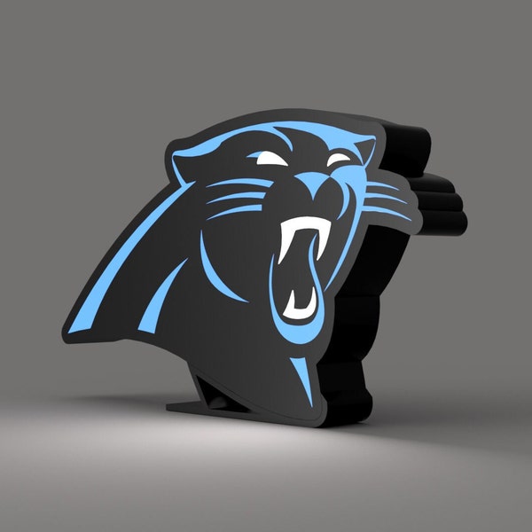Carolina Panthers LED Desk Lamp - Customizable Logo Light with Smart Control, Perfect for Study or Fan Zone Decor