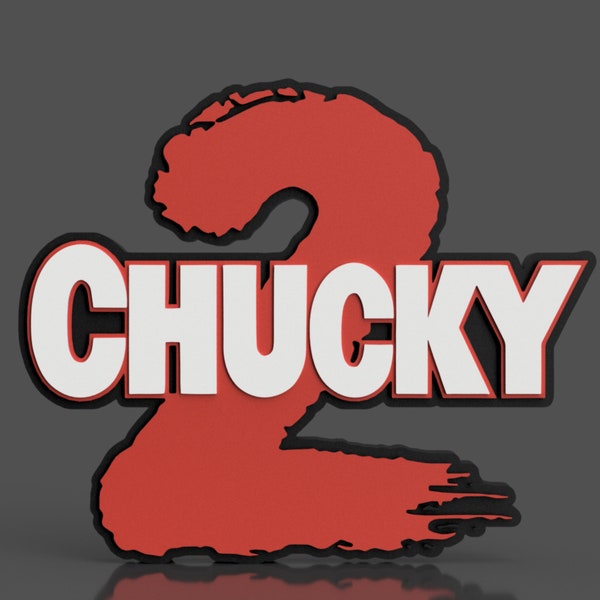 3D Printed Chucky 2 Logo Desk Sign - Perfect for Horror Movie Collectors & Spooky Decor Enthusiasts