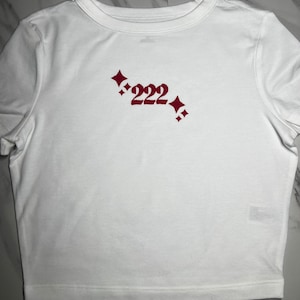 Angel number baby tee| Angel Crop Top | Cute Top | Y2K Clothing | Trendy Top | Graphic Shirt | Cute Gift | Anime Shirt | Unisex| Puff Vinyl