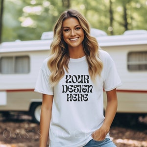Camping Shirt Mockup, Camping Bella Canvas 3001 Mockup, Bella Canvas White Shirt Mockup, White Tshirt Mockup, Boho Mockup, Summer Shirt Mock