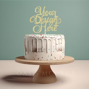 Cake Topper Mockup, Geburtstagstorte Topper Mockup, Kuchen Mockup, Geburtstagstorte Mockup, Hochzeitstorte Mockup, Weisser Kuchen Mockup, Kuchen Mockup