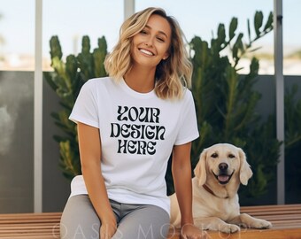 Dog Mom Mockup, White Bella Canvas 3001 Mockup, Bella Canvas White Shirt Mockup,  Tshirt Mockup, Bella Canvas White Shirt, Mockup Tshirt