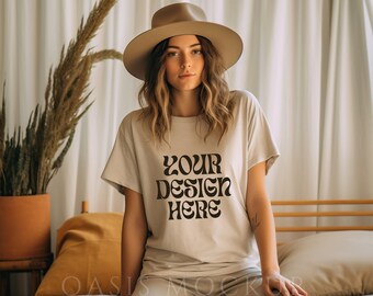 Bella Canvas 3001 Mockup Natural, Model Mockup, Bella Canvas Shirt, Natural Shirt Mockup, Boho Mockup, Mockup Tshirt, Shirt Mockup, Mockup