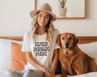 Dog Mom Mockup, White Bella Canvas 3001 Mockup, Tshirt Mockup, Modern Mockup, Lifestyle Mockup, Bella Canvas White Shirt, Dog Shirt Mockup