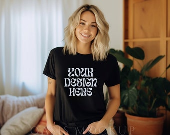 Bella & Canvas 3001 TShirt Mockup, Bella Canvas 3001 Mockup, Black T-shirt Mockup, Tee Mockup, Boho Mockup, Mockup Tshirt, Shirt Mockup