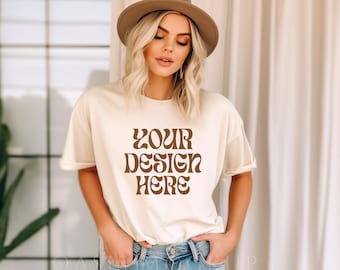 Bella Canvas 3001 Soft Cream Mockup, Bella Canvas Tshirt, Soft Cream T-shirt Mockup, Boho Mockup, Mockup T-shirt, Shirt Mockup, T-shirt Mockup