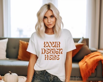 Bella Canvas 3001 Mockup, White Shirt Mockup, Bella Canvas Shirt, Fall Tshirt Mockup, Halloween Mockup, Autumn Mockup, Tshirt Mockup, Mockup