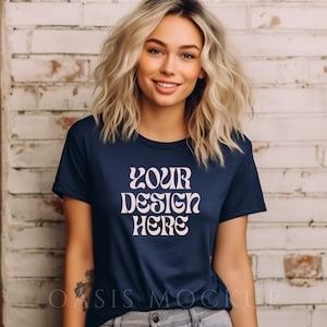 Navy Blue Bella Canvas 3001 Shirt Mockup, Navy Boho Tshirt Mockup, Bella Canvas 3001 Shirt, Navy Shirt Bella Canvas Mockup, Boho Mockup