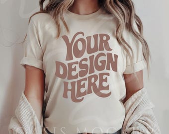 Natural Bella Canvas 3001 Mockup, Natural Shirt Mockup, 3001 Bella Canvas, T-shirt Mockup, Shirt Model Mockup, Natural Bella Canvas T-Shirt