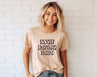 Sand Dune Bella Canvas 3001 Mockup, Bella Canvas Mockup, Mockup di camicia Dune di sabbia, Mockup di camicia Dune di sabbia, Mockup Tshirt, Camicia Mockup, Mockup