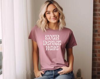 Bella Canvas Heather Mauve Mockup, Bella Canvas 3001 TShirt Mockup, Heather Mauve Mockup, Mockup Tshirt, Shirt Mockup, Trendy Mockup, Mockup