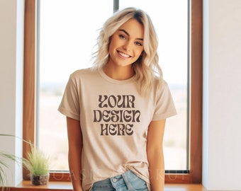 Maqueta Bella Canvas 3001, Maqueta de camisa Sand Dune Bella Canvas, Maqueta de camisa Sand Dune, Camiseta maqueta, Maqueta de camisa, Maqueta modelo Bella