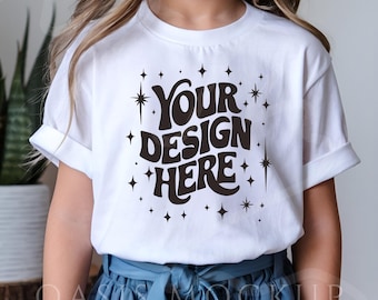 White Shirt Kids Mockup, Kids Tshirt Mockup, Bella Canvas 3001Y White Mockup, Youth Shirt Mockup, Kids Tshirt Mockup, White Tee Youth Mockup