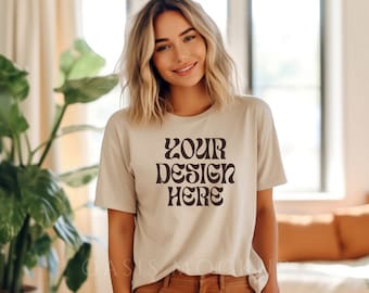 Bella Canvas 3001 Tshirt Mockup, Natural Shirt Mockup, Bella Canvas 3001 Shirt, Natural Shirt Bella Canvas Mockup, Boho Mockup, Mockup Shirt
