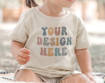 Kids T-shirt Mockup, Bella Canvas 3001T Model Mockup, Heather Dust, Toddler Tee, Child Model Mock-Up, Sublimation Blank Shirt Mockup, Mockup