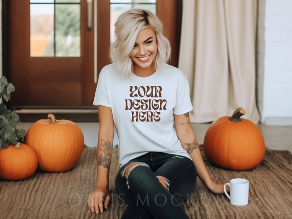 Bella Canvas 3001 Mockup, White Shirt Mockup, Bella Canvas White, Fall TShirt Mockup, Halloween Mockup, Fall Shirt Mockup, Autumn Mockup