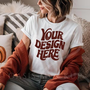 Fall Shirt Mockup, Bella Canvas 3001 Mockup, White Shirt Mockup, Bella Canvas White, Halloween Mockup, Fall Shirt Mockup, Autumn Mockup