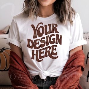 Bella Canvas 3001 Tshirt Mockup Fall Mockup, White Shirt Mockup, Bella Canvas White, Fall TShirt Mockup, Halloween Mockup, Fall Shirt Mockup