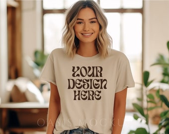 Bella Canvas 3001 Mockup, Natural Bella Canvas Shirt Mockup, Bella Canvas 3001 Shirt, Natural Shirt Bella Canvas Mockup, Boho Mockup, Mockup