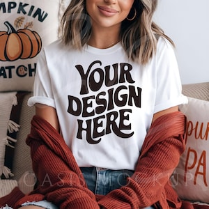 Bella Canvas 3001 Tshirt Mockup, White Shirt Mockup, Bella Canvas Shirt, Fall TShirt Mockup, Halloween Mockup, Fall Shirt Mockup, Mockups