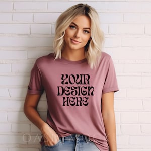 Heather Mauve Bella Canvas Mockup, Bella Canvas 3001 TShirt Mockup, Heather Mauve Mockup, Mockup Tshirt, Shirt Mockup, Model Mockup, Mockup
