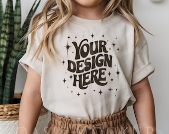 Kids Tshirt Mockup, Bella Canvas 3001Y Natural Mockup, Youth Tshirt Mockup,  Kids Tshirt Mockup, Natural Shirt Mockup, Kids Shirt Mockup