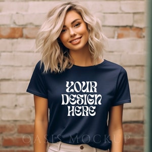 Bella Canvas 3001 Navy Mockup, Bella Canvas Shirt Mockup, Navy Blue Shirt Mockup, Navy Boho Tshirt Mockup, Navy Shirt Bella Canvas Mockup