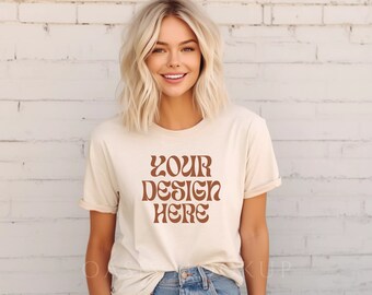 Soft Cream Bella Canvas 3001 T-shirt Mockup, Bella Canvas Shirt, Soft Cream Shirt, Bella Canvas 3001 Shirt, Tee Mockup, Mockup T-shirt, Mockup
