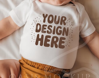 White Baby Bodysuit Mockup, Bodysuit Mockup, Bella Canvas 100B Baby Mockup, Bella Canvas White Infant Bodysuit Mockup, Baby Mockup, Mockups