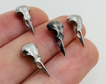 Sterling Silver Crow Skull Casting, Goth Jewelry Component