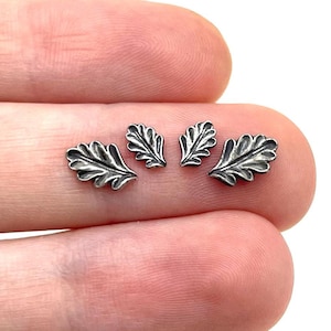 Fundición de rama de hoja de roble en plata esterlina, componente de joyería 925