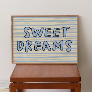 Sweet Dreams Print, Mid Century Print, Horizontal Poster, Trendy Bedroom Poster, Typography Print, Sleep Poster, Aesthetic Wall Art, Digital