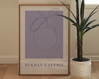 Abstract Botanical Wall Art, Trendy Gallery Wall, Line Art Print, Minimalist Fruit Illustration, Oranges Poster, Modern Kitchen Art Download