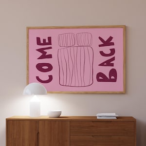 Komm zurück ins Bett Druck, trendiges Schlafzimmer Poster, handgezeichnete Skizze, Mid Century Druck, Schlaf horizontal Druck, ästhetische Wandkunst, druckbar