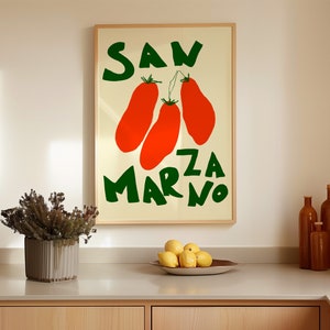 San Marzano Tomatoes Art Print, Maximalist Art, Kitchen Print, Tomato Print, San Marzano Poster, Italian Food Print, Retro Food Print