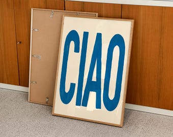 Ciao Typography Print, Italian Quote, Retro Wall Art (Digital Download)