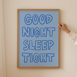 Good Night Sleep Tight Print, Mid Century Print, Bauhaus Print, Trendy Schlafzimmer Poster, Typografie Print, Schlaf Poster, Trendy Blue Print