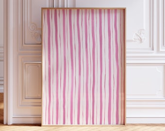 Pink Line Abstract Art Print, Minimalist Print, Stripes Art Print, Gallery Wall Art, Brush Stroke Art, Danish Home Decor, Pink Nursery Art